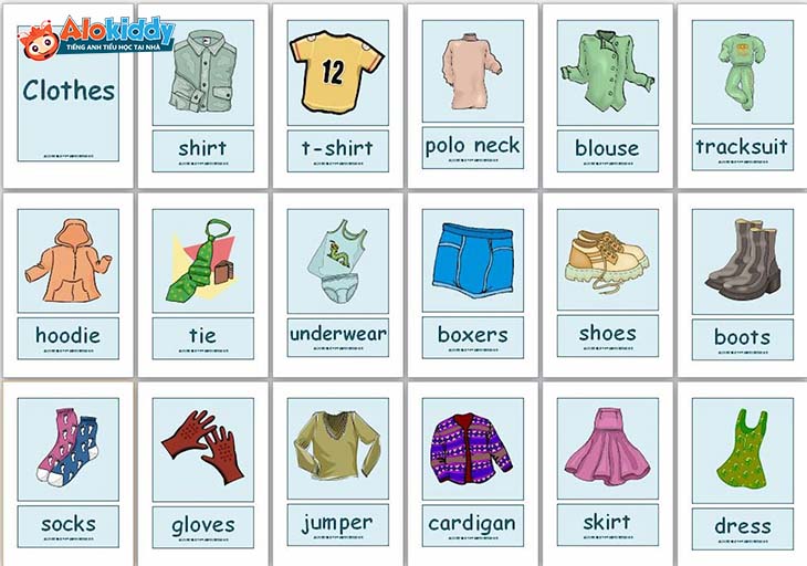 Chủ đề tiếng Anh cho trẻ mầm non về quần áo